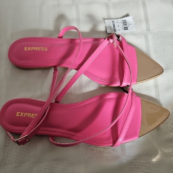 Express Pink and Gold Women's Sandals - Picture 10 of 16